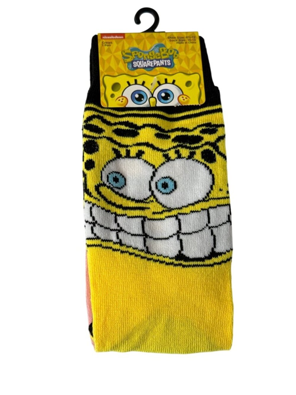 SpongeBob Patrick Crew Socks Mens Size 6-12 Nickelodeon Cartoon NWT